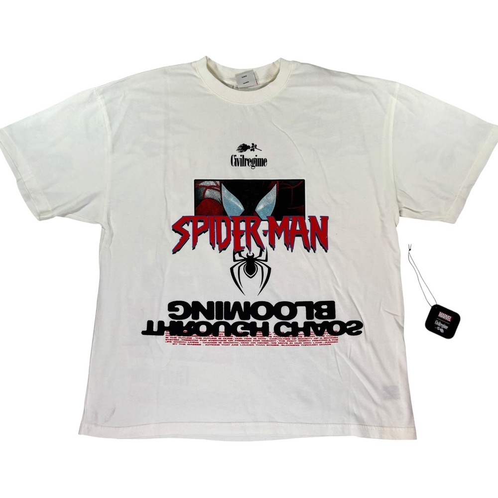 Civil Regime x Marvel Spider-Man Blooming Through Chaos Tee Off White XL NWT